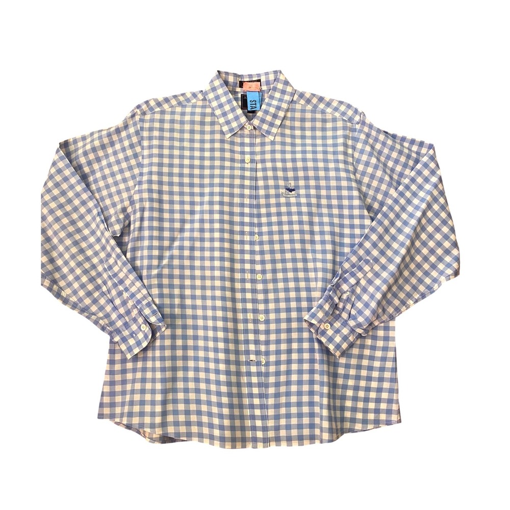 Faconnable Mens Blue Gingham Long Sleeve Button Down Shirt XL Albert Goldberg